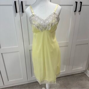 Vintage Nancy King nylon satin slip Lace Trim Nightgown Sz 36
